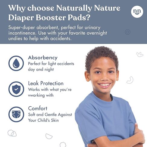 Naturally Nature Potty Training Pads for Toddlers, Size 2T-5T, 22-35lbs, Toddler Diaper Pads, One-Size, Perfect for Light Accidents, and Overnight Leak Protection (32 ct.), Unisex in Kuwait