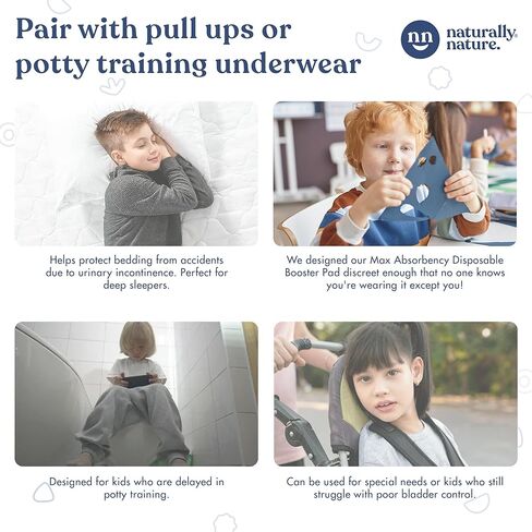 Naturally Nature Potty Training Pads for Toddlers, Size 2T-5T, 22-35lbs, Toddler Diaper Pads, One-Size, Perfect for Light Accidents, and Overnight Leak Protection (32 ct.), Unisex in Kuwait