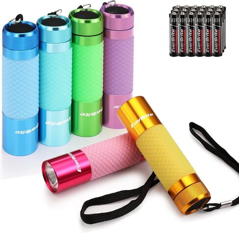 EverBrite 3-Pack Mini Flashlights, Glow in Dark Flashlights, Aluminum LED Flashlights Party Favors Assorted Colors for Camping, Hiking, Indoor, 9XAAA Batteries Included in Saudi Arabia
