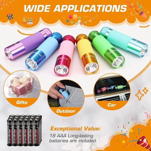 EverBrite 3-Pack Mini Flashlights, Glow in Dark Flashlights, Aluminum LED Flashlights Party Favors Assorted Colors for Camping, Hiking, Indoor, 9XAAA Batteries Included in Saudi Arabia