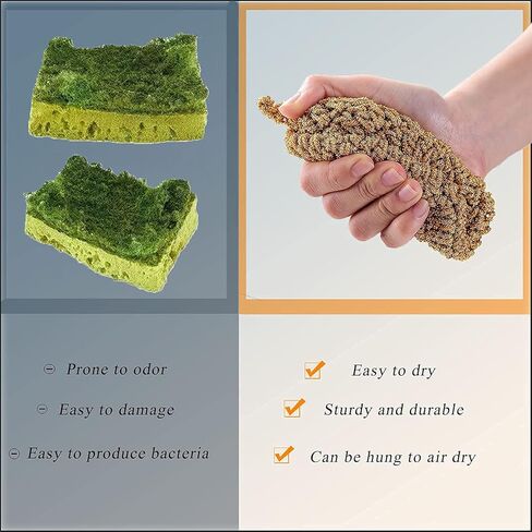 4 إسفنجات مطبخ مصنوعة يدويًا - إسفنجة تنظيف - أدوات تنظيف الأواني - وسادات تنظيف - أدوات تنظيف متعددة الأغراض - قابلة لإعادة الاستخدام - إسفنجة ميكروفايبر مزدوجة السمك - غير قابلة للخدش للأطباق والأواني والأحواض in Kuwait