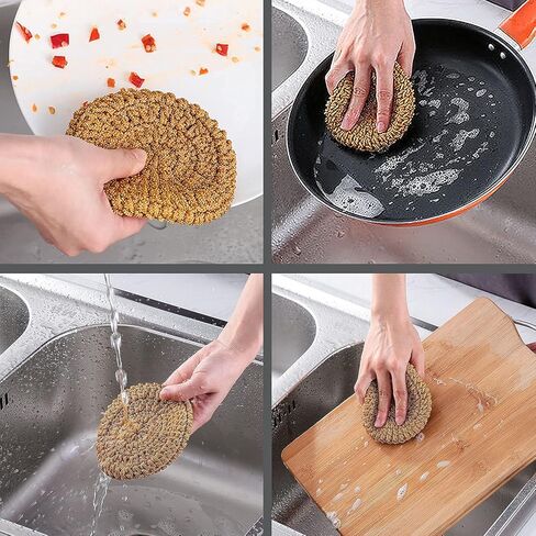 4 إسفنجات مطبخ مصنوعة يدويًا - إسفنجة تنظيف - أدوات تنظيف الأواني - وسادات تنظيف - أدوات تنظيف متعددة الأغراض - قابلة لإعادة الاستخدام - إسفنجة ميكروفايبر مزدوجة السمك - غير قابلة للخدش للأطباق والأواني والأحواض in Kuwait