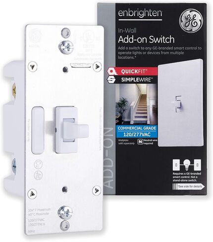 مفتاح الإضاءة الذكي Enbrighten Z-Wave In-Wall مع QuickFit وSimpleWire، تبديل أبيض، يعمل مع مساعد Google، Alexa، وSmartThings، يتطلب محور Z-Wave، المنزل الذكي، سلسلة 700، 58436 in Kuwait