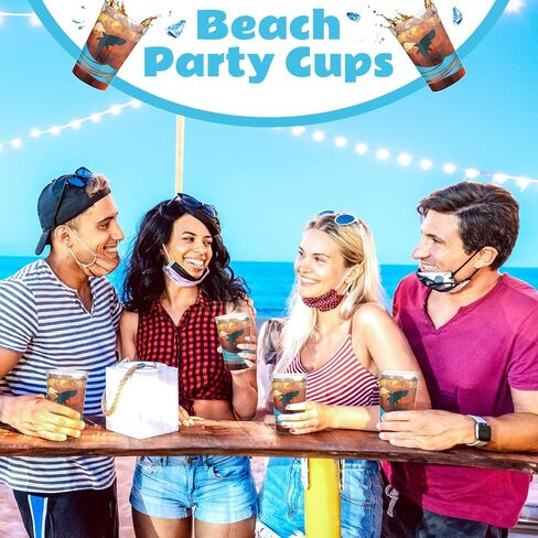 Bokon Shark Cups 12 Oz Ocean Reusable Plastic Stadium Cup Shark Party Favors Cups Plastic Kids Cups for Shark Themed Birthday Party Supplies Decorations Adults Kids (24 Pcs) in Saudi Arabia