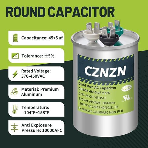 AC Capacitors Round 35/5 uf 35+5 MFD ±5% 370/440 Volt Dual Run Start CBB65 Circular Capacitor for Air Conditioner HVAC Pool Pump Fan Motor, Condensser Staright Cool, Heat Pump, Compressor in Saudi Arabia