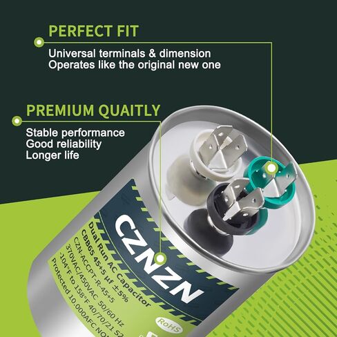 AC Capacitors Round 35/5 uf 35+5 MFD ±5% 370/440 Volt Dual Run Start CBB65 Circular Capacitor for Air Conditioner HVAC Pool Pump Fan Motor, Condensser Staright Cool, Heat Pump, Compressor in Saudi Arabia