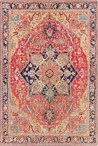 سجادة Livabliss Alfons Medallion Oriental Area، مقاس 3'6 بوصة × 5'6 بوصة، أحمر/ذهبي in Kuwait