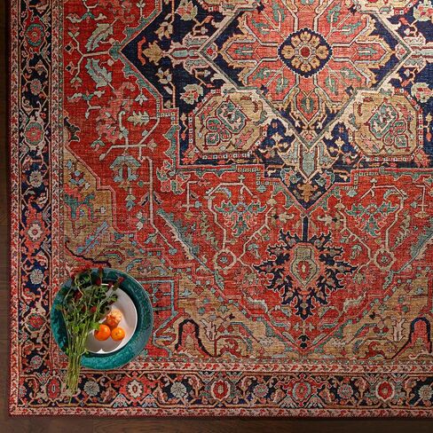 سجادة Livabliss Alfons Medallion Oriental Area، مقاس 3'6 بوصة × 5'6 بوصة، أحمر/ذهبي in Kuwait