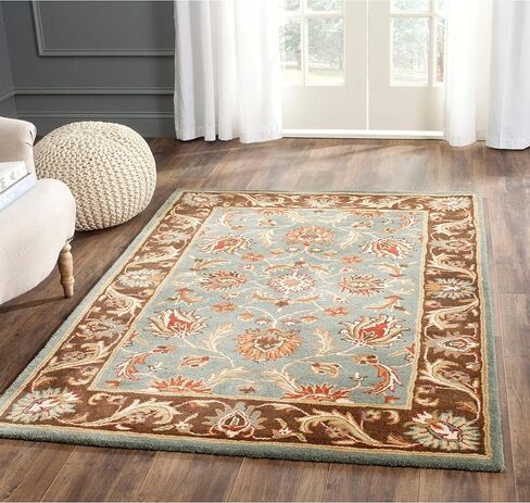 SAFAVIEH Heritage Collection Area Rug - 6' x 9', Blue & Brown, Handmade Traditional Oriental Wool, Ideal for High Traffic Areas in Living Room, Bedroom (HG812B) in Saudi Arabia