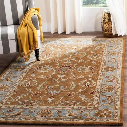 SAFAVIEH Heritage Collection Area Rug - 6' x 9', Blue & Brown, Handmade Traditional Oriental Wool, Ideal for High Traffic Areas in Living Room, Bedroom (HG812B) in Saudi Arabia