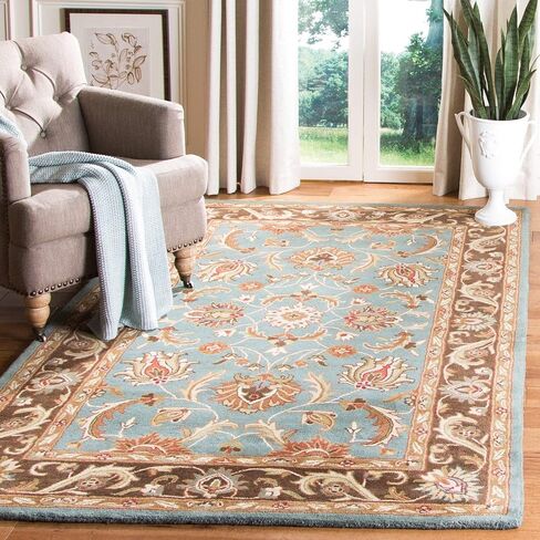 SAFAVIEH Heritage Collection Area Rug - 6' x 9', Blue & Brown, Handmade Traditional Oriental Wool, Ideal for High Traffic Areas in Living Room, Bedroom (HG812B) in Saudi Arabia