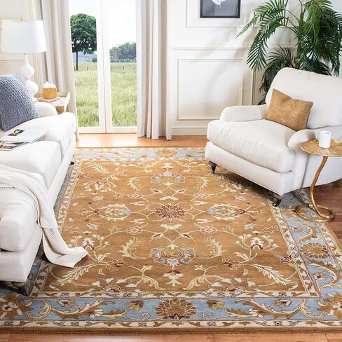 SAFAVIEH Heritage Collection Area Rug - 6' x 9', Blue & Brown, Handmade Traditional Oriental Wool, Ideal for High Traffic Areas in Living Room, Bedroom (HG812B) in Saudi Arabia