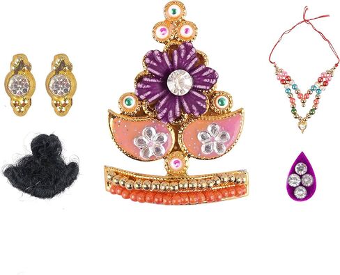 SATVIK STORE Craftsman Set of 2 - Laddu Gopal Dress with Assorted Accessory – Premium Poshak for Krishna Idol, Vibrant Designer Outfit for Janmashtami & Home Temple Decor (Size 1) in Saudi Arabia