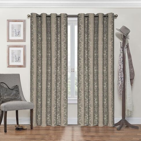 Eclipse Nadya Print Thermal Insulated Single Panel Grommet Top Darkening Curtains for Living Room, 52 in x 63 in, Smokey Blue in Kuwait