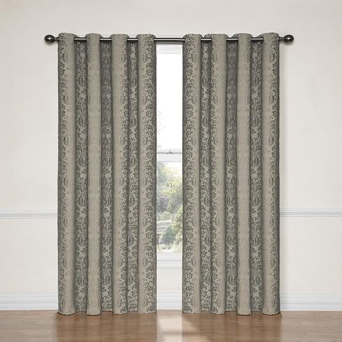 Eclipse Nadya Print Thermal Insulated Single Panel Grommet Top Darkening Curtains for Living Room, 52 in x 63 in, Smokey Blue in Kuwait