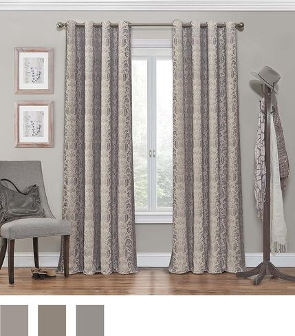 Eclipse Nadya Print Thermal Insulated Single Panel Grommet Top Darkening Curtains for Living Room, 52 in x 63 in, Smokey Blue in Kuwait