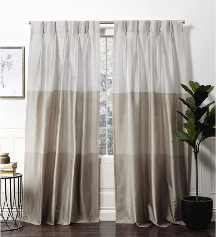 Exclusive Home Curtains Chateau Light Filtering Pinch Pleat Curtain Panels, 96" Length, Black Pearl, Set of 2 in Saudi Arabia