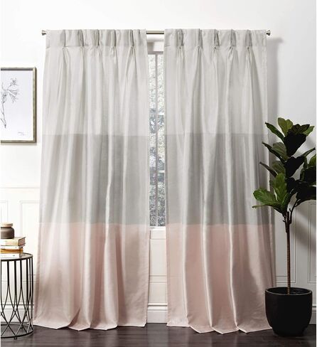 Exclusive Home Curtains Chateau Light Filtering Pinch Pleat Curtain Panels, 96" Length, Black Pearl, Set of 2 in Saudi Arabia