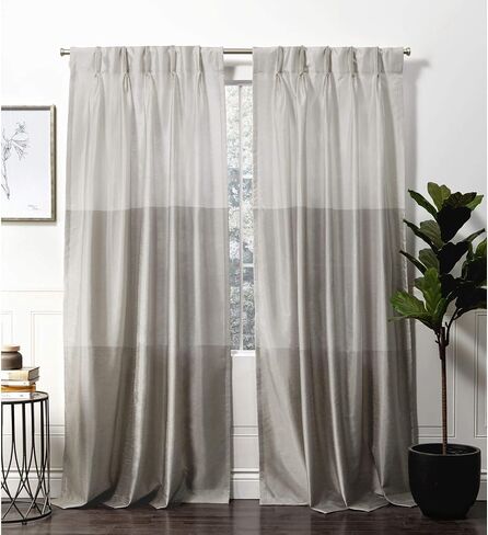 Exclusive Home Curtains Chateau Light Filtering Pinch Pleat Curtain Panels, 96" Length, Black Pearl, Set of 2 in Saudi Arabia
