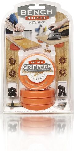 Slipstick CB700 Universal Bench Grippers with Non Slip Grip Surface for Woodworking, Painting, Leveling, Raising, and Supporting (Set of 8) 2-3/4" Round x ½" Tall-Orange, 8 Pack, 8 Count in Kuwait