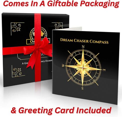 The Dream Chaser Compass in Wooden Box - Graduation Gifts for Him, Birthday Gifts for Men, Son, Husband - Inspirational, Motivational, Christmas, 2024 Unique Office Decor - Greeting Card Included in Saudi Arabia