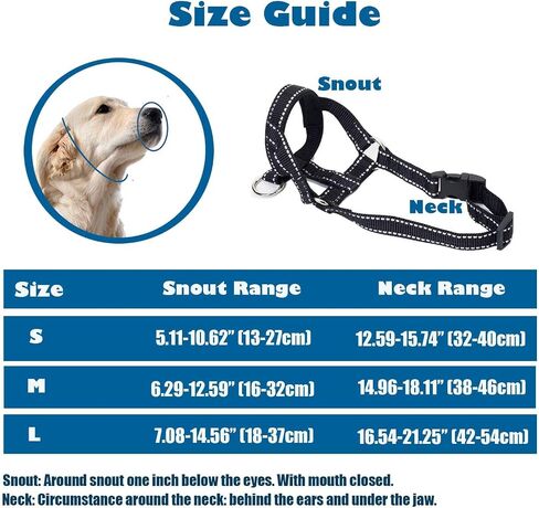 Dog Head Collar with Reflective Fabric, Adjustable Dog Head Harness to Prevent Pulling for Small Medium and Large Dogs(S, Blue) in Saudi Arabia