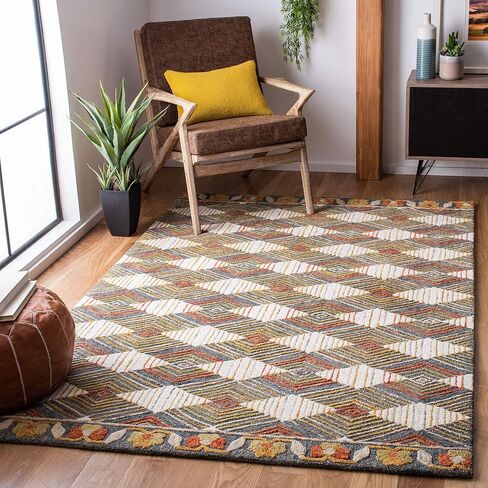 SAFAVIEH Trace Collection Runner Rug - 2'3" x 14', Blue & Ivory, Handmade Wool, Ideal for High Traffic Areas in Living Room, Bedroom (TRC522M) in Saudi Arabia