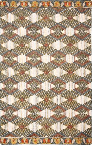 SAFAVIEH Trace Collection Runner Rug - 2'3" x 14', Blue & Ivory, Handmade Wool, Ideal for High Traffic Areas in Living Room, Bedroom (TRC522M) in Saudi Arabia