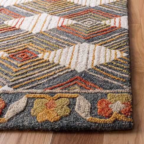 SAFAVIEH Trace Collection Runner Rug - 2'3" x 14', Blue & Ivory, Handmade Wool, Ideal for High Traffic Areas in Living Room, Bedroom (TRC522M) in Saudi Arabia