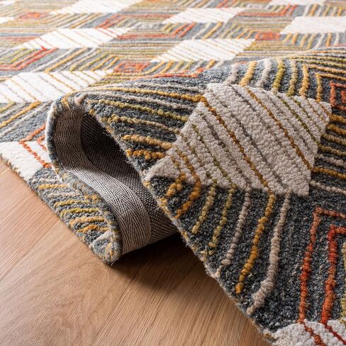 SAFAVIEH Trace Collection Runner Rug - 2'3" x 14', Blue & Ivory, Handmade Wool, Ideal for High Traffic Areas in Living Room, Bedroom (TRC522M) in Saudi Arabia