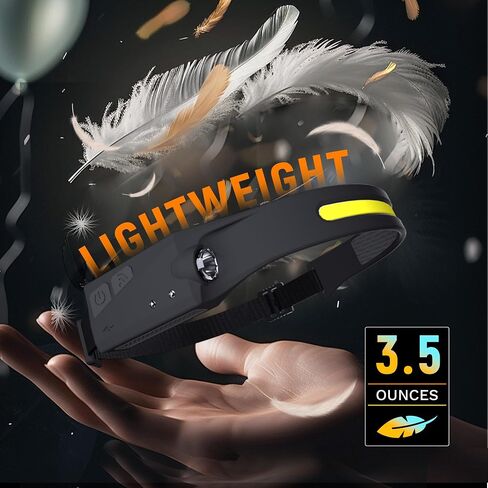 Headlamp Flashlight, 2Pack Rechargeable LED Headlamps 1200Lumens 2 COB 230°Wide Beam Headlight with Motion Sensor Bright 5 Modes Lightweight Waterproof Head Lamp for Outdoor Running, Camping Hiking in Kuwait