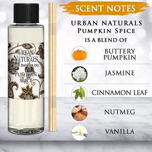 Urban Naturals Mahogany Coconut Reed Diffuser Refill Oil | Mahogany, Coconut, Sandalwood, Vanilla & Oakmoss | Made with Essential Oils | Includes a Free Set of Reed Sticks! 4 oz Made in The USA in Kuwait