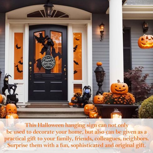 10 in Round Wooden Hanging Sign, Halloween Decorations for Home Door, Happy Halloween Farmhouse Home Window Wall Party Decoration Supplies (WSGPA04) in Saudi Arabia