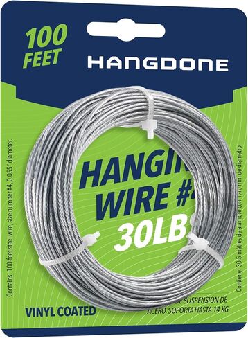 سلك تعليق الصور #5 50 رطل 100 قدم، سلك فولاذي مرن 16 مقياس لتعليق الإطار/اللوحة والمرآة in Kuwait