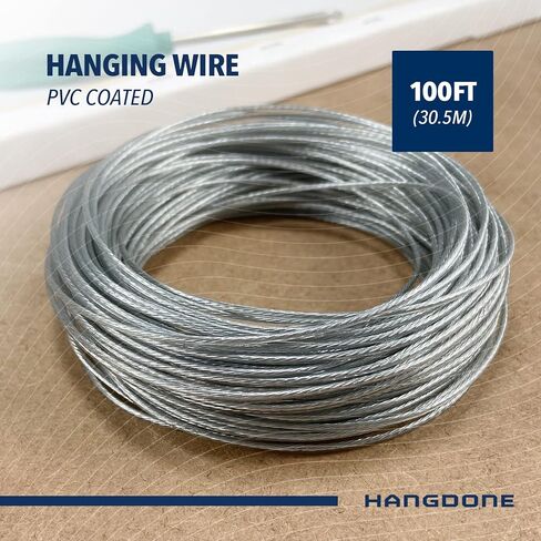 سلك تعليق الصور #5 50 رطل 100 قدم، سلك فولاذي مرن 16 مقياس لتعليق الإطار/اللوحة والمرآة in Kuwait