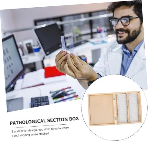 Wooden Specimen Case Microscope Slide Storage Box - Wooden Storage Case for Microscope Slides, Specimen Organizer, Sliding Lid, Ideal for Lab and Classroom Use in Kuwait