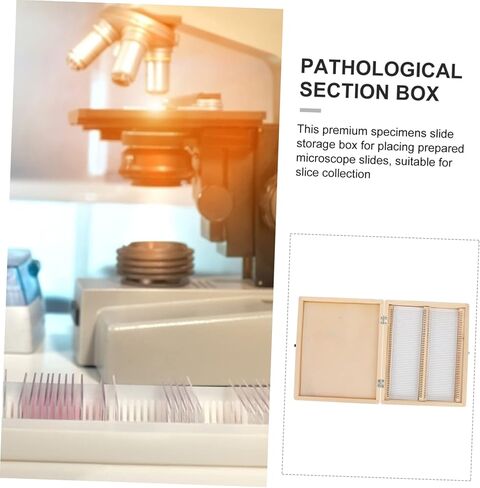 Wooden Specimen Case Microscope Slide Storage Box - Wooden Storage Case for Microscope Slides, Specimen Organizer, Sliding Lid, Ideal for Lab and Classroom Use in Kuwait