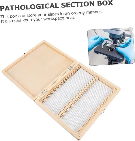 Wooden Specimen Case Microscope Slide Storage Box - Wooden Storage Case for Microscope Slides, Specimen Organizer, Sliding Lid, Ideal for Lab and Classroom Use in Kuwait