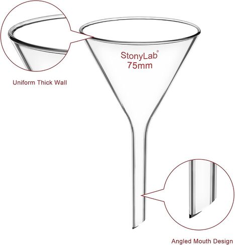 قمع زجاجي من stonylab، عبوة من قطعتين من زجاج البوروسيليكات ذو الجدار الثقيل، قمع تصفية جذعية قصيرة، أدوات زجاجية للمختبر، قطر 4.72 بوصة in Saudi Arabia