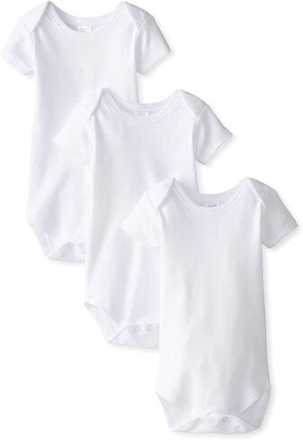 Spasilk Baby 5 Pack Short Sleeve Cotton Bodysuits for Infant and Newborns, White, 3 Months in Kuwait