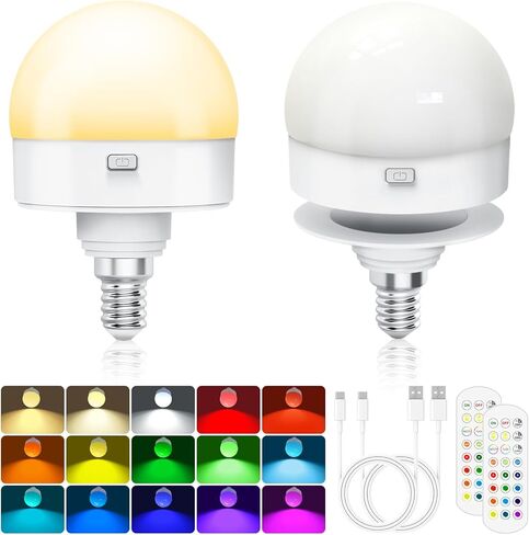 لمبة إضاءة كادريم قابلة لإعادة الشحن، مصباح طوارئ يعمل بالبطارية مع مصابيح LED عن بعد، شمعدان جداري للشحن قابل للفصل 3 ألوان، RGB، مؤقت، باهتة، E12، لغير الأسلاك الصلبة، انقطاع التيار الكهربائي، حزمة واحدة in Kuwait