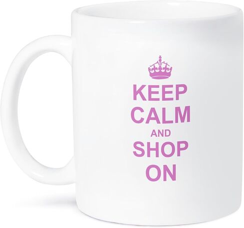 3dRose mug_157769_1 Keep Calm and Shop on Carry on Shopping Shopper Shopaholic Gifts Pink Fun Funny Humor Humorous Ceramic Mug, 11-Ounce in Saudi Arabia