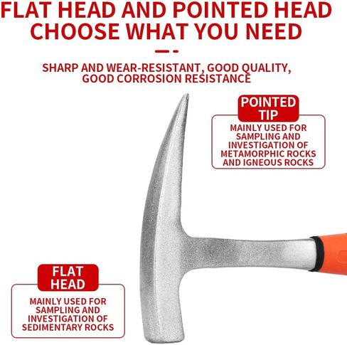 13-Piece Set - Geological Rock Pick Hammer Kit, Rockhound Field Guide - Backpack Portable Chisel and 22-Ounce Hammer Set - Suitable for gold mining, rockhounding - Gift for children and adults. (blue) in Kuwait