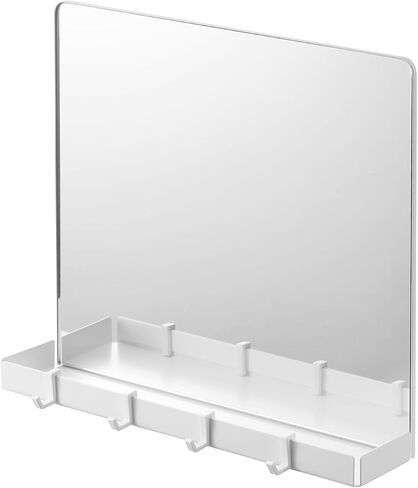 Tower Magnetic Mirror & Entryway Storage Rack for Steel Front Doors Or Refrigerators with Tray & Hooks for Keys Or Bags - Glass - in Saudi Arabia