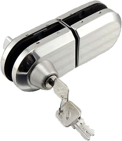 مع 3 مفاتيح تناسب فقط باب زجاجي بمفصلات متأرجحة واحدة بسُمك 10 مم - 12 مم، أقفال أبواب زجاجية بدون إطار، قفل أمان مضاد للسرقة من الفولاذ المقاوم للصدأ للمكتب المعدني الرائع من الكروم in Kuwait