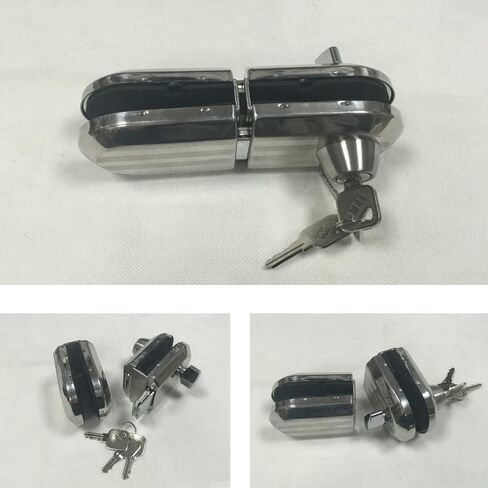 مع 3 مفاتيح تناسب فقط باب زجاجي بمفصلات متأرجحة واحدة بسُمك 10 مم - 12 مم، أقفال أبواب زجاجية بدون إطار، قفل أمان مضاد للسرقة من الفولاذ المقاوم للصدأ للمكتب المعدني الرائع من الكروم in Kuwait