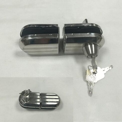 مع 3 مفاتيح تناسب فقط باب زجاجي بمفصلات متأرجحة واحدة بسُمك 10 مم - 12 مم، أقفال أبواب زجاجية بدون إطار، قفل أمان مضاد للسرقة من الفولاذ المقاوم للصدأ للمكتب المعدني الرائع من الكروم in Kuwait