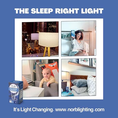 لمبة ضوء زرقاء منخفضة للنوم - لمبة ضوء زرقاء منخفضة من NorbSLEEP لوقت النوم والمساء والليل، من أجل نوم مريح وصحي لجميع الأعمار (الرضع والأطفال والبالغين)، تنتج الميلاتونين الطبيعي (9 واط، عبوة واحدة) in Kuwait