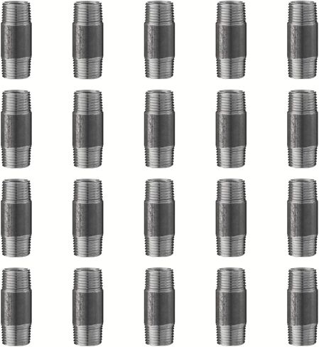 تركيبات أنابيب حديدية للديكور الصناعي مقاس 1/2 بوصة × 0 بوصة - حلمة أنابيب ملولبة، أرجل طاولة صناعية بأرفف أنابيب سوداء - [10 عبوات] in Kuwait