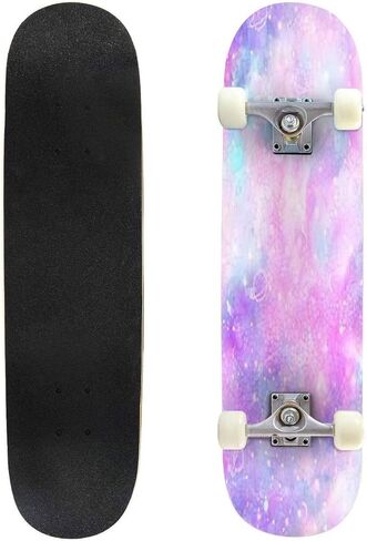 لوح تزلج كلاسيكي مقعر من الرخام بطبعة نجمة المجرة والقمر، لوح طويل من خشب القيقب للرياضات المتطرفة وفي الهواء الطلق، خدعة مزدوجة للمبتدئين والمحترفين in Kuwait